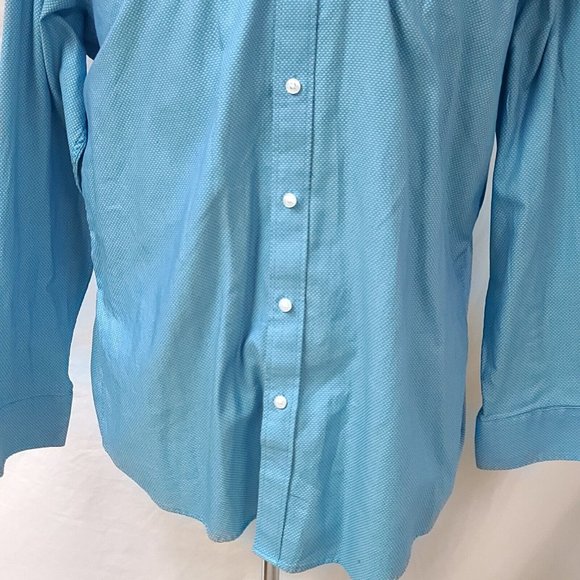 Buttoned Down Mens XL 17/17.5-34/25 Blue Teal Diamond Long sleeve Button Shirt - Picture 5 of 13